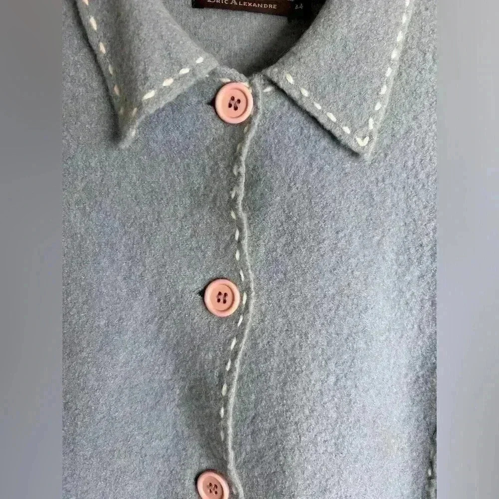Eric Alexandre 100% Boiled Wool Jacket with White Detailing - Picture 3 of 9